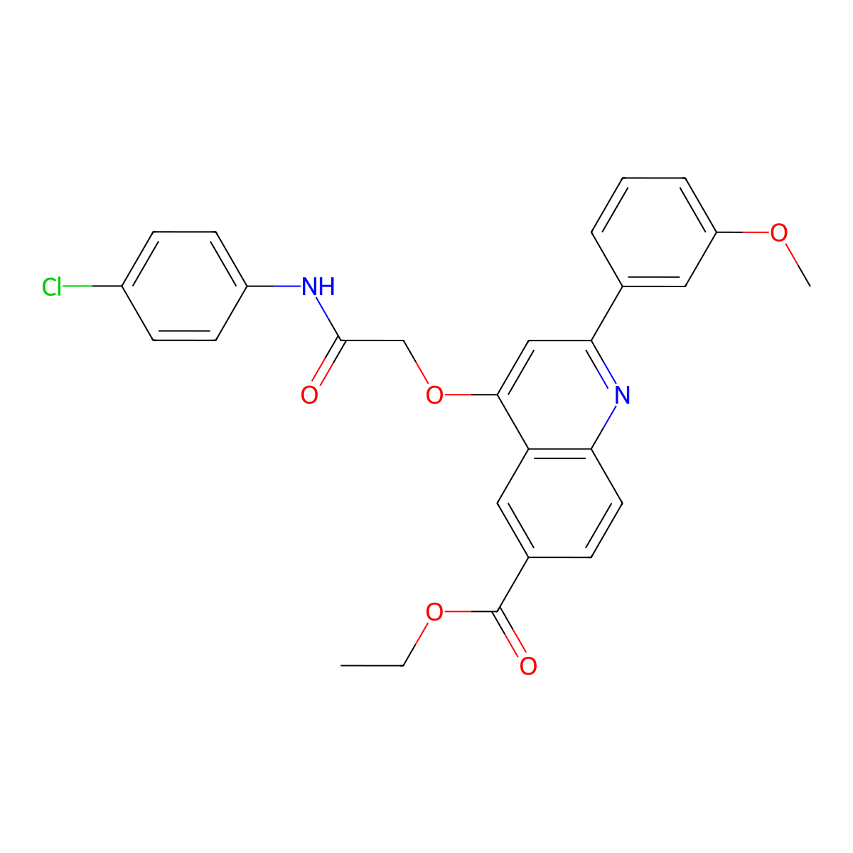 Ethyl 4-{[(4-chlorophenyl)carbamoyl]methoxy}-2-(3-methoxyphenyl)quinoline-6-carboxylate molecular structure, CAS 1114870-89-1