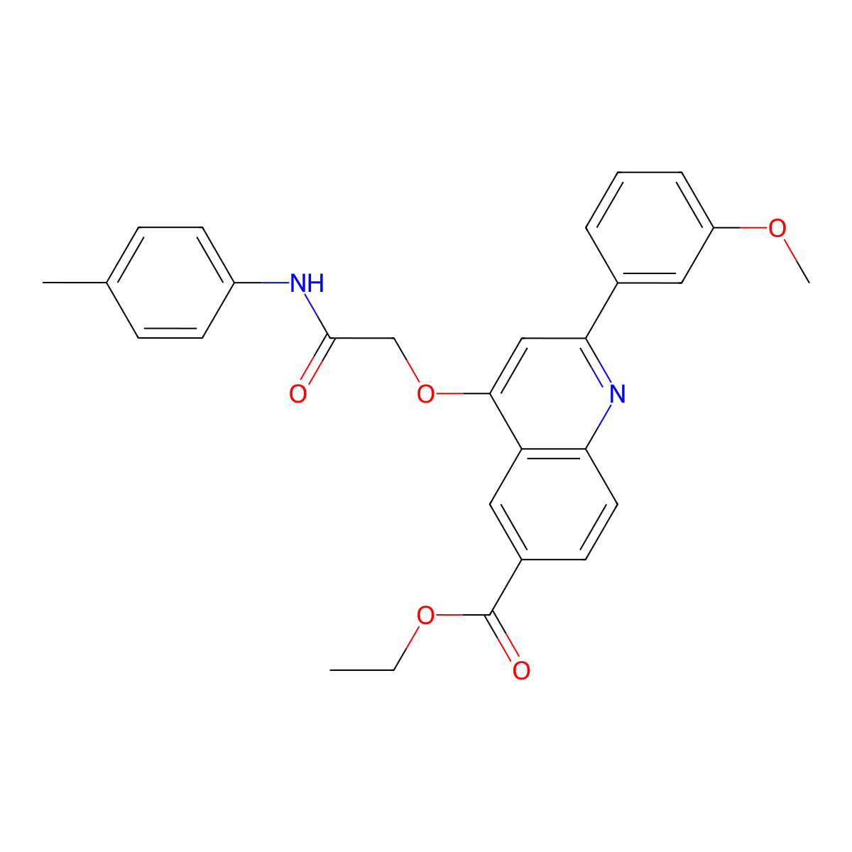 Ethyl 2-(3-methoxyphenyl)-4-{[(4-methylphenyl)carbamoyl]methoxy}quinoline-6-carboxylate molecular structure, CAS 1114870-91-5