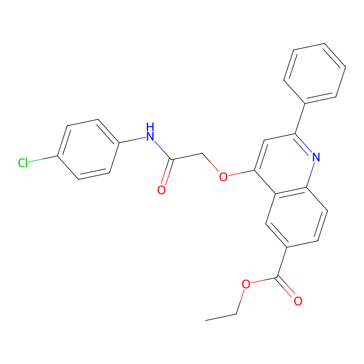 Ethyl 4-{[(4-chlorophenyl)carbamoyl]methoxy}-2-phenylquinoline-6-carboxylate molecular structure, CAS 1114870-99-3
