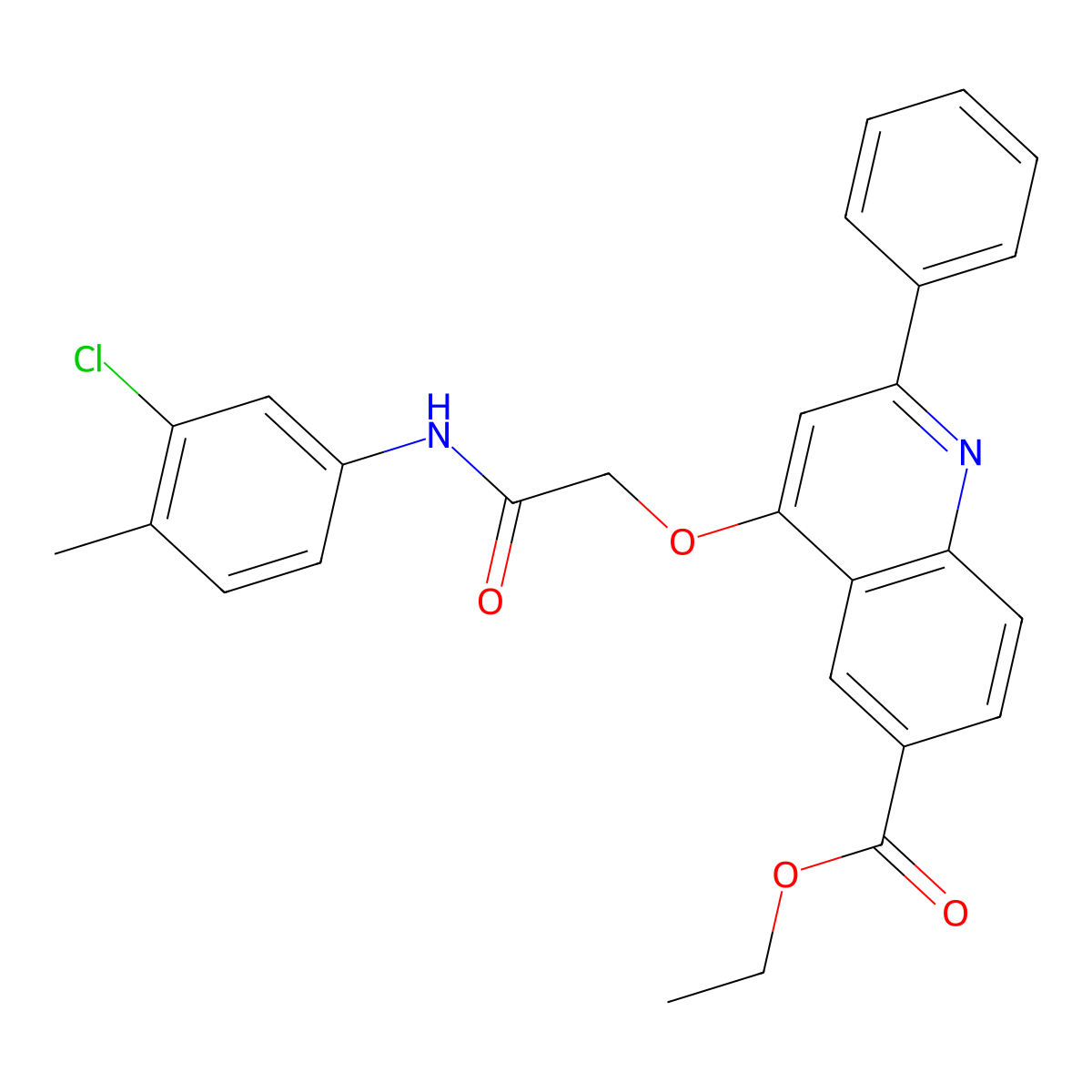 Ethyl 4-{[(3-chloro-4-methylphenyl)carbamoyl]methoxy}-2-phenylquinoline-6-carboxylate molecular structure, CAS 1114871-02-1