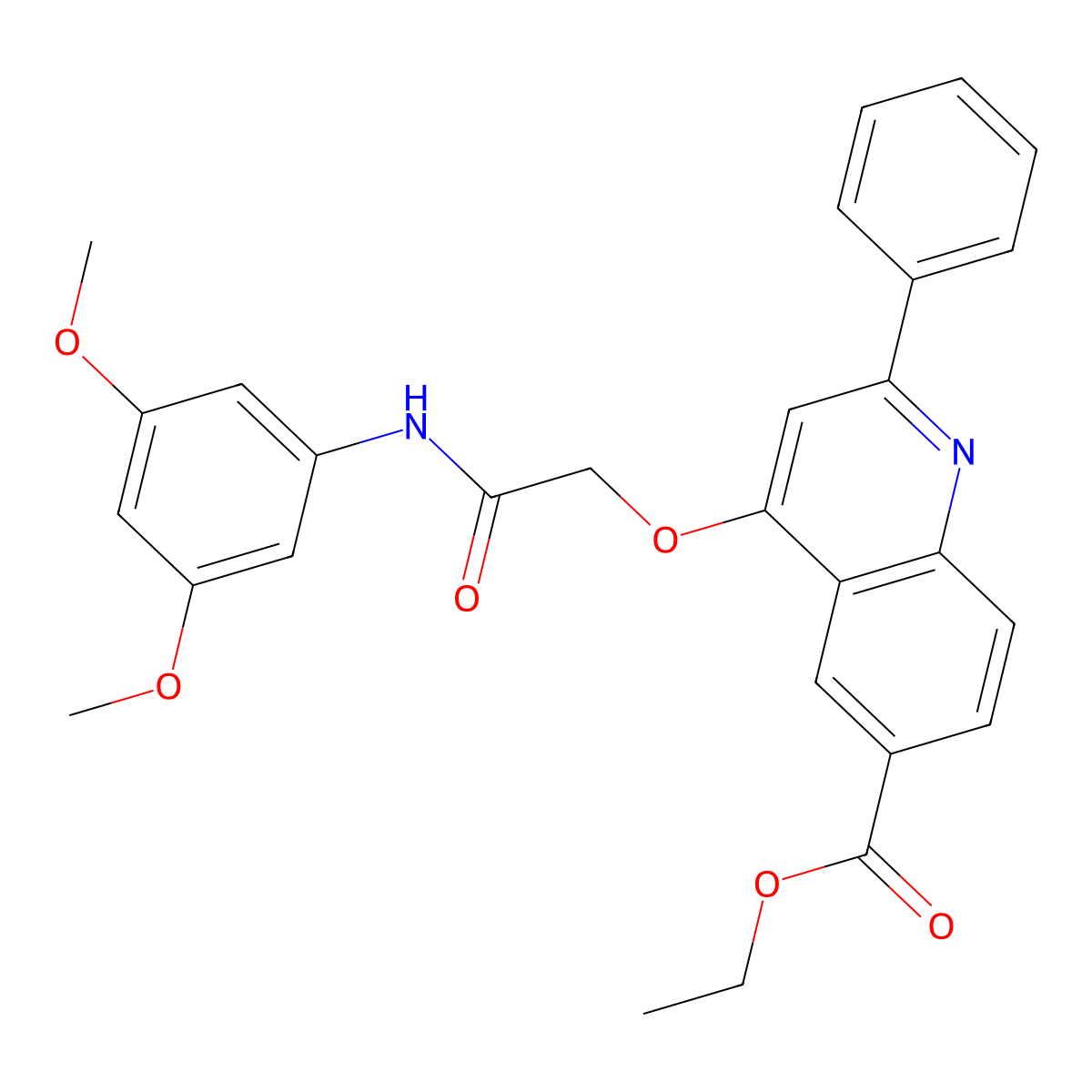 Ethyl 4-{[(3,5-dimethoxyphenyl)carbamoyl]methoxy}-2-phenylquinoline-6-carboxylate molecular structure, CAS 1114871-04-3