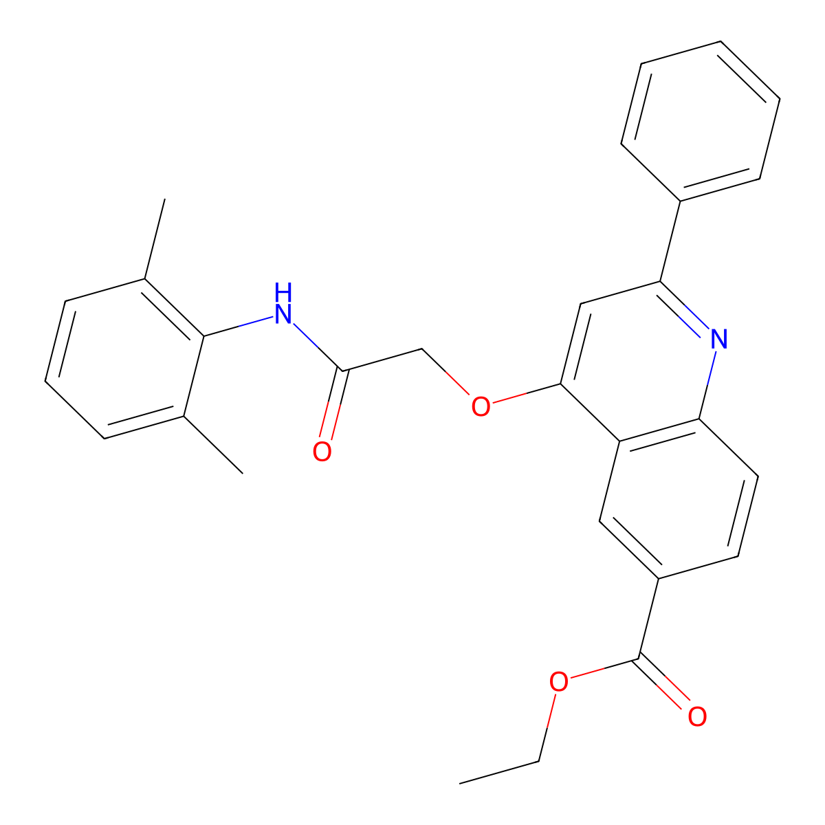 Ethyl 4-{[(2,6-dimethylphenyl)carbamoyl]methoxy}-2-phenylquinoline-6-carboxylate molecular structure, CAS 1114871-05-4