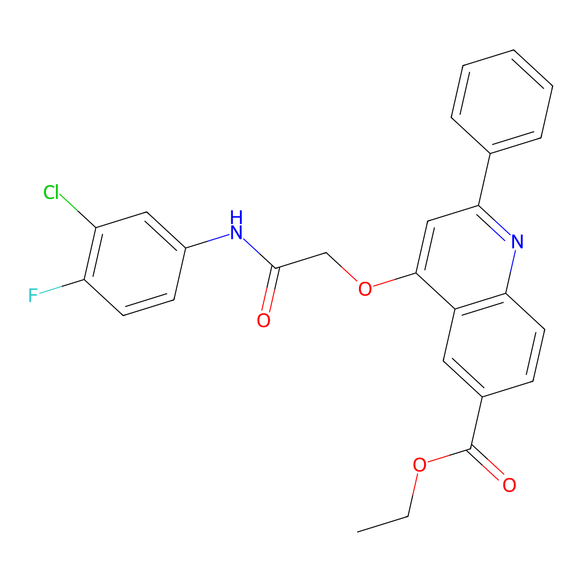Ethyl 4-{[(3-chloro-4-fluorophenyl)carbamoyl]methoxy}-2-phenylquinoline-6-carboxylate molecular structure, CAS 1114871-06-5