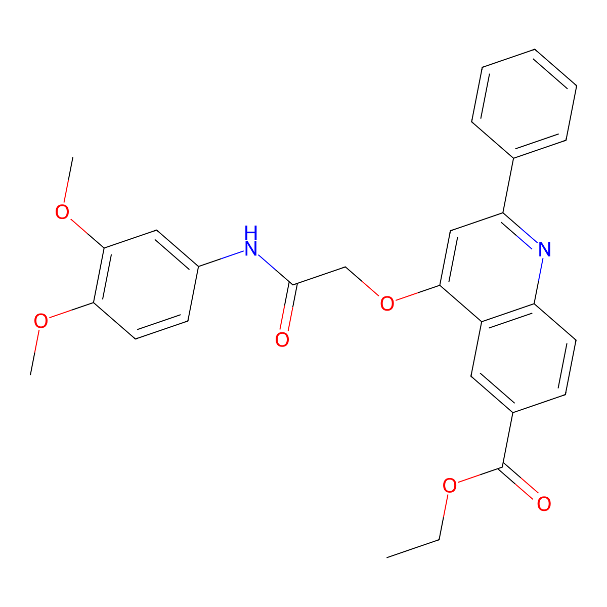 Ethyl 4-{[(3,4-dimethoxyphenyl)carbamoyl]methoxy}-2-phenylquinoline-6-carboxylate molecular structure, CAS 1114871-07-6