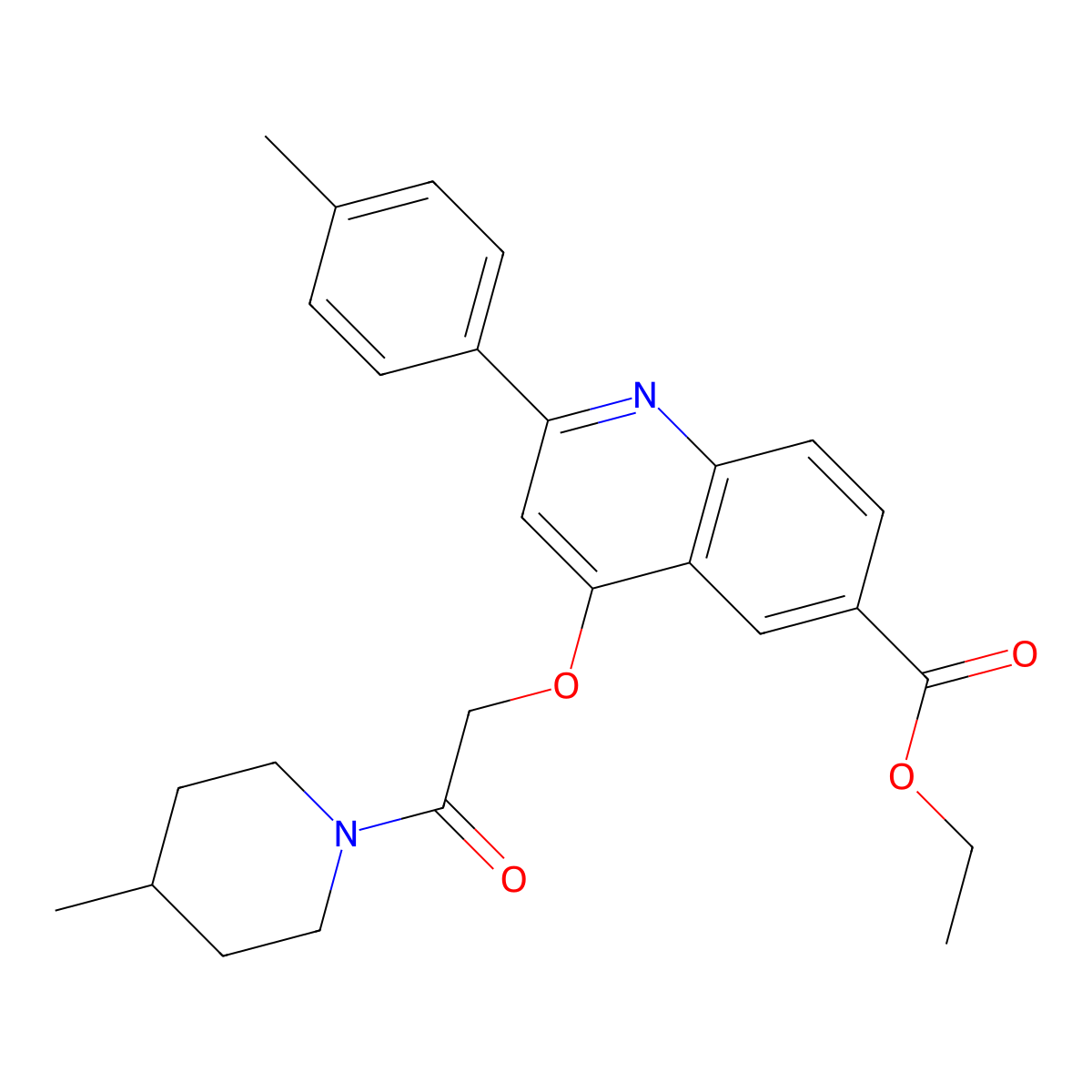 Ethyl 2-(4-methylphenyl)-4-[2-(4-methylpiperidin-1-yl)-2-oxoethoxy]quinoline-6-carboxylate molecular structure, CAS 1114871-37-2