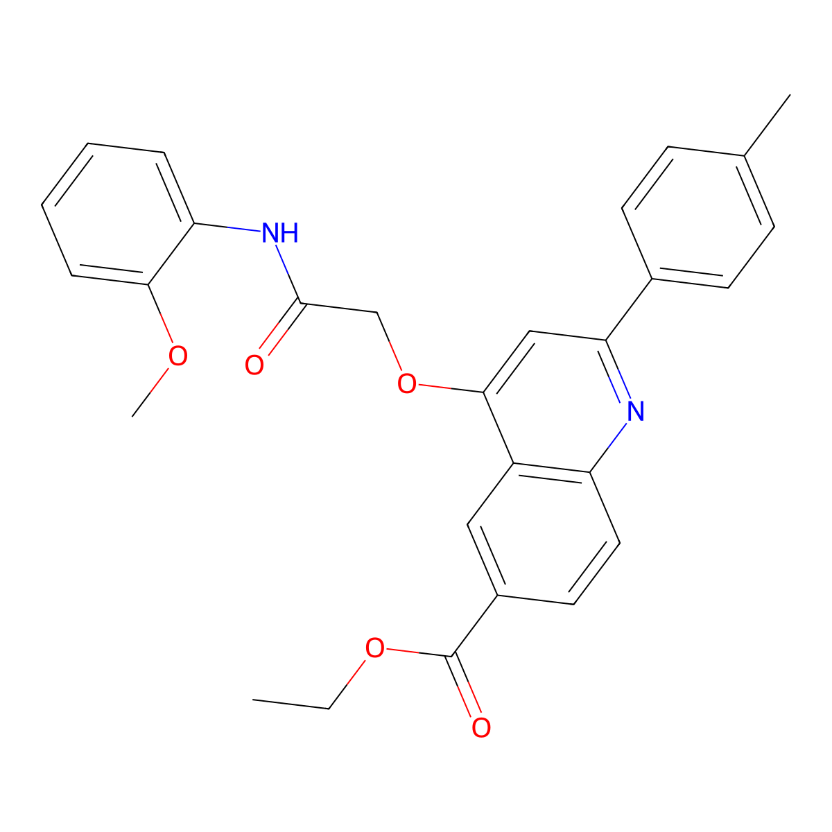 Ethyl 4-{[(2-methoxyphenyl)carbamoyl]methoxy}-2-(4-methylphenyl)quinoline-6-carboxylate molecular structure, CAS 1114871-39-4