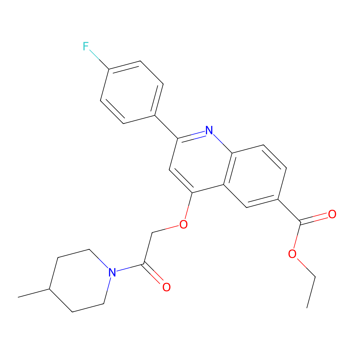 Ethyl 2-(4-fluorophenyl)-4-[2-(4-methylpiperidin-1-yl)-2-oxoethoxy]quinoline-6-carboxylate molecular structure, CAS 1114871-42-9