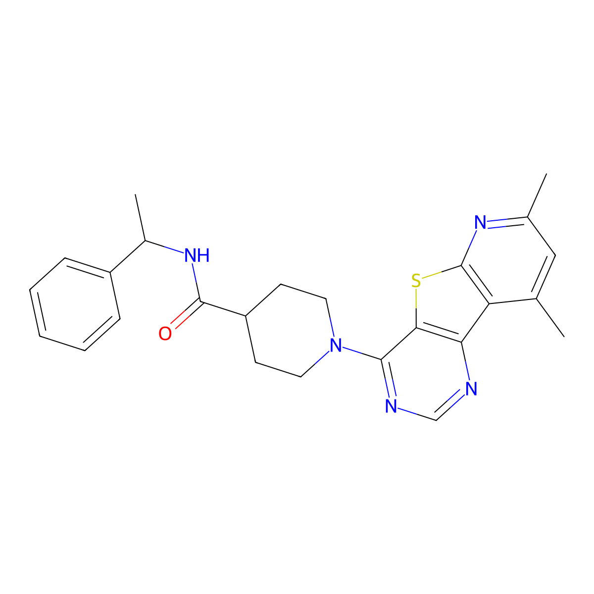 1-(7,9-Dimethylpyrido[3',2':4,5]thieno[3,2-D]pyrimidin-4-YL)-N-(1-phenylethyl)-4-piperidinecarboxamide molecular structure, CAS 1114871-73-6