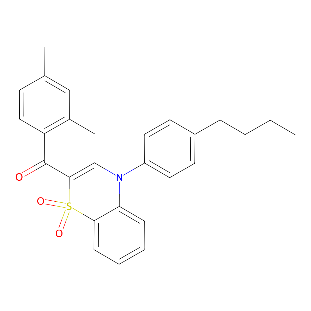 [4-(4-butylphenyl)-1,1-dioxido-4H-1,4-benzothiazin-2-yl](2,4-dimethylphenyl)methanone molecular structure, CAS 1114871-85-0