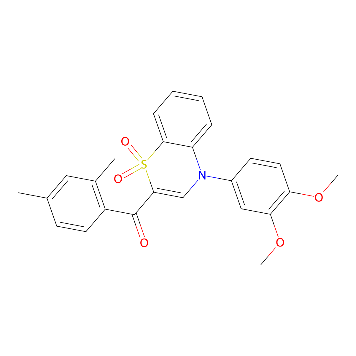 [4-(3,4-dimethoxyphenyl)-1,1-dioxido-4H-1,4-benzothiazin-2-yl](2,4-dimethylphenyl)methanone molecular structure, CAS 1114871-87-2