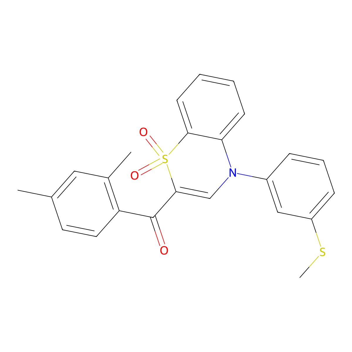 (2,4-dimethylphenyl){4-[3-(methylthio)phenyl]-1,1-dioxido-4H-1,4-benzothiazin-2-yl}methanone molecular structure, CAS 1114871-89-4