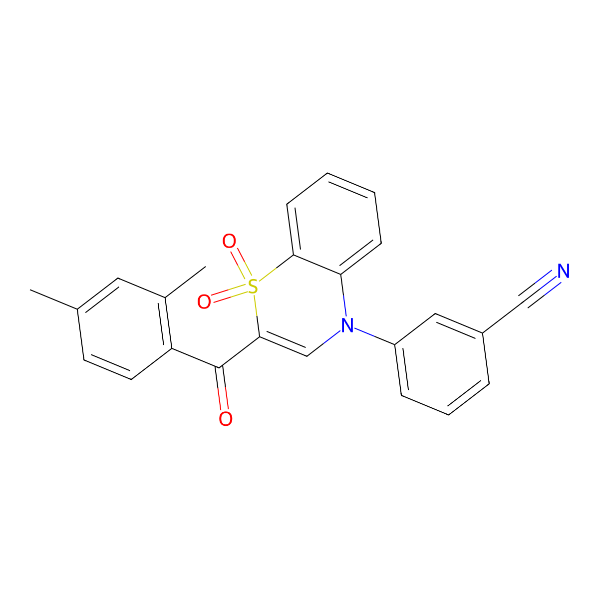 3-[2-(2,4-dimethylbenzoyl)-1,1-dioxido-4H-1,4-benzothiazin-4-yl]benzonitrile molecular structure, CAS 1114871-90-7