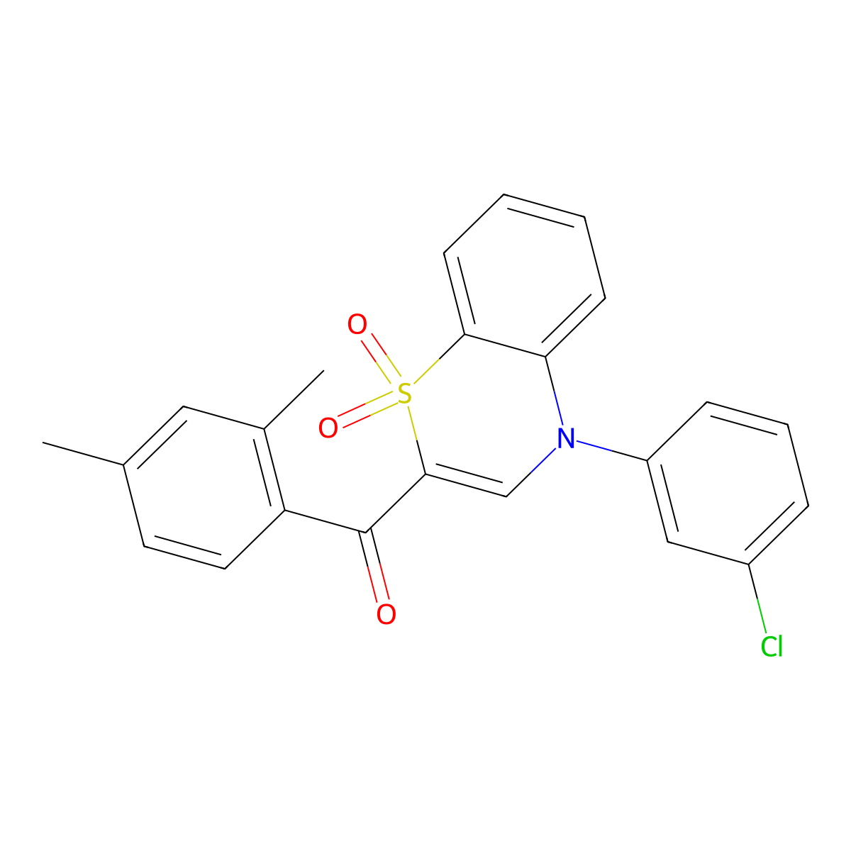 [4-(3-chlorophenyl)-1,1-dioxido-4H-1,4-benzothiazin-2-yl](2,4-dimethylphenyl)methanone molecular structure, CAS 1114871-93-0