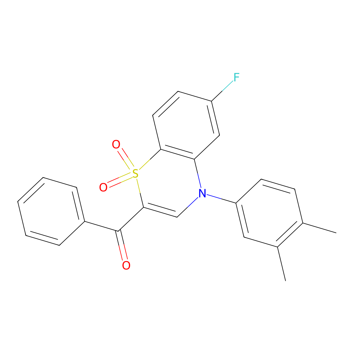 [4-(3,4-dimethylphenyl)-6-fluoro-1,1-dioxido-4H-1,4-benzothiazin-2-yl](phenyl)methanone molecular structure, CAS 1114872-14-8