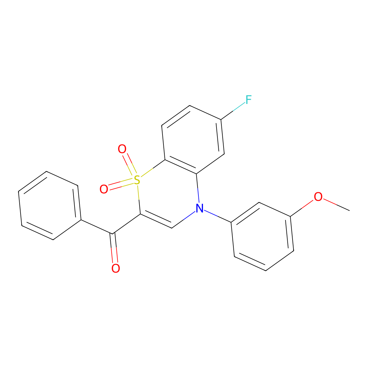 [6-fluoro-4-(3-methoxyphenyl)-1,1-dioxido-4H-1,4-benzothiazin-2-yl](phenyl)methanone molecular structure, CAS 1114872-16-0