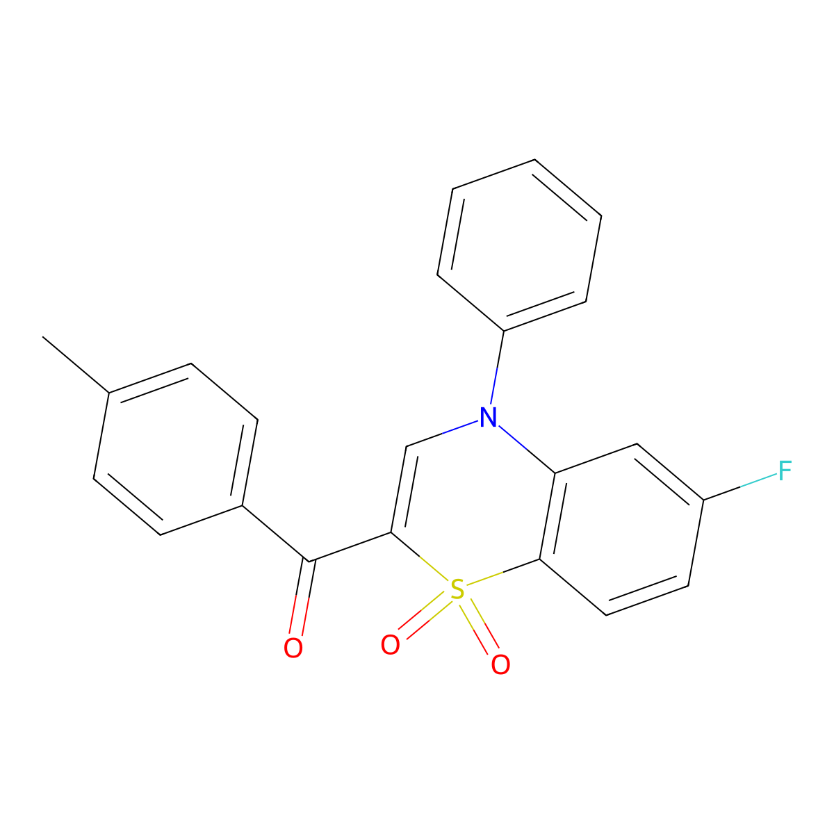 (6-fluoro-1,1-dioxido-4-phenyl-4H-1,4-benzothiazin-2-yl)(4-methylphenyl)methanone molecular structure, CAS 1114872-18-2