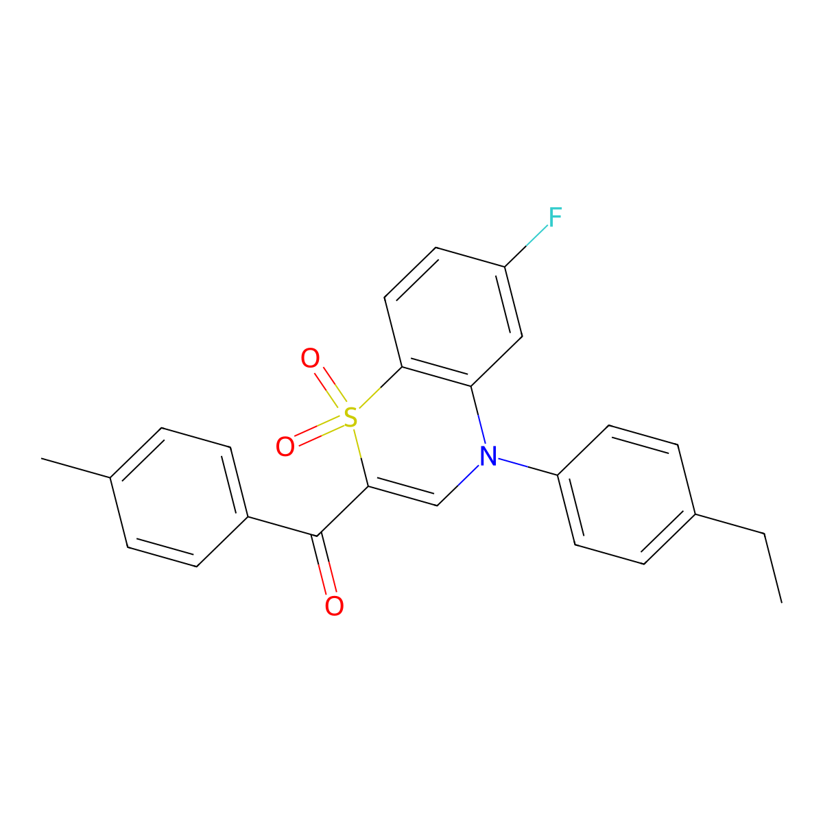 [4-(4-ethylphenyl)-6-fluoro-1,1-dioxido-4H-1,4-benzothiazin-2-yl](4-methylphenyl)methanone molecular structure, CAS 1114872-19-3