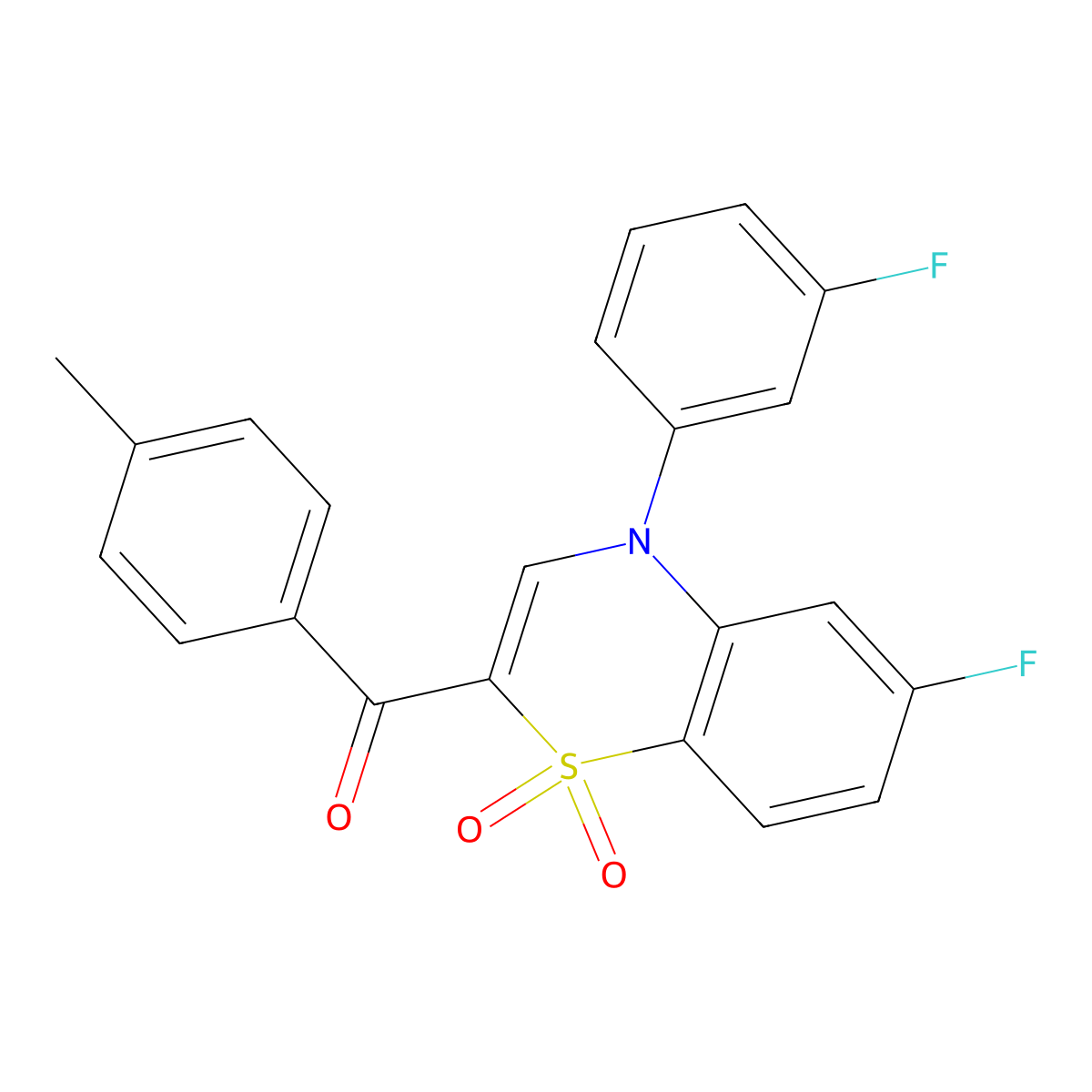 [6-fluoro-4-(3-fluorophenyl)-1,1-dioxido-4H-1,4-benzothiazin-2-yl](4-methylphenyl)methanone molecular structure, CAS 1114872-25-1