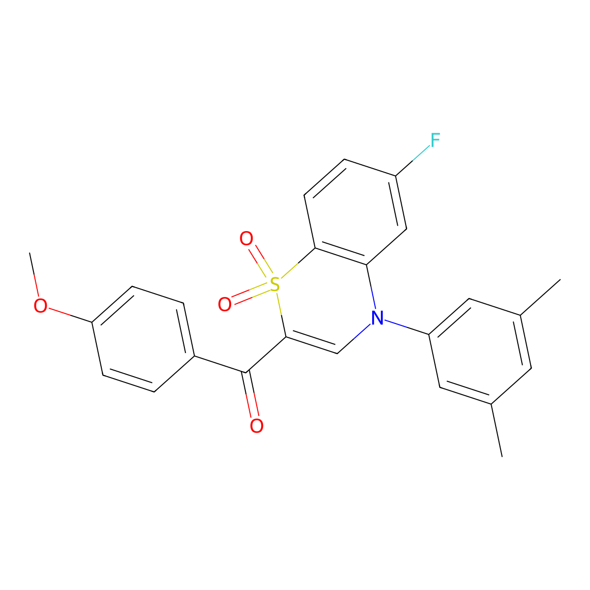 [4-(3,5-dimethylphenyl)-6-fluoro-1,1-dioxido-4H-1,4-benzothiazin-2-yl](4-methoxyphenyl)methanone molecular structure, CAS 1114872-29-5
