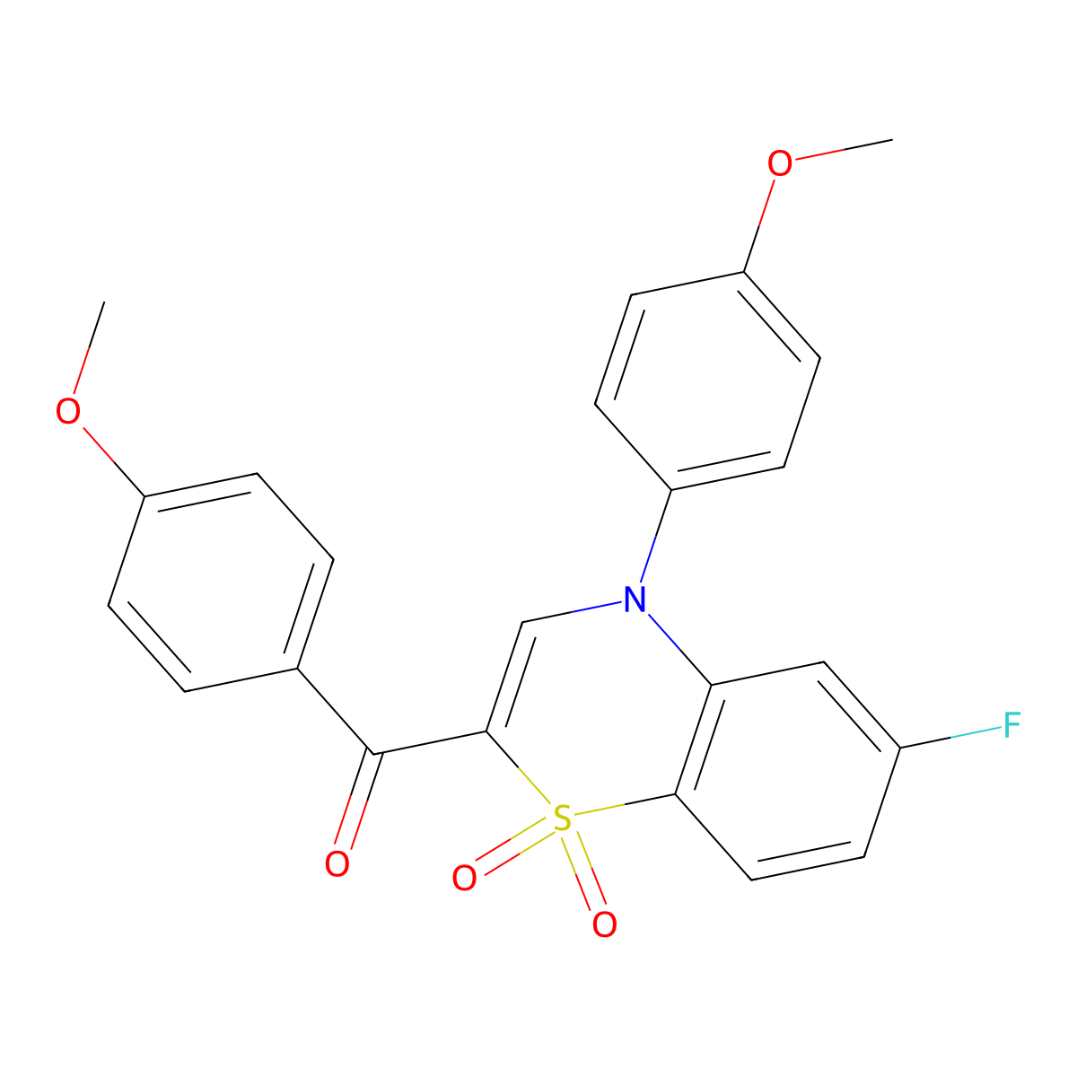 [6-fluoro-4-(4-methoxyphenyl)-1,1-dioxido-4H-1,4-benzothiazin-2-yl](4-methoxyphenyl)methanone molecular structure, CAS 1114872-30-8