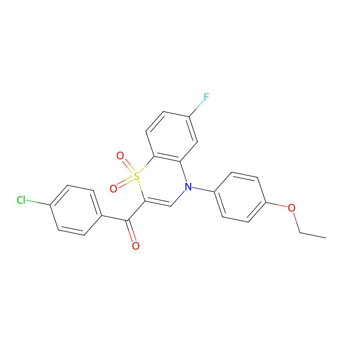 (4-chlorophenyl)[4-(4-ethoxyphenyl)-6-fluoro-1,1-dioxido-4H-1,4-benzothiazin-2-yl]methanone molecular structure, CAS 1114872-36-4