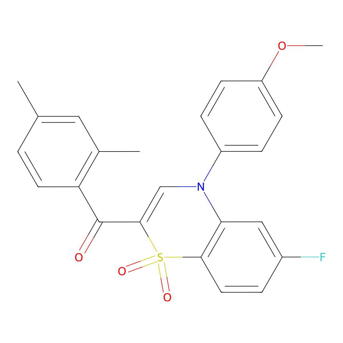 (2,4-dimethylphenyl)[6-fluoro-4-(4-methoxyphenyl)-1,1-dioxido-4H-1,4-benzothiazin-2-yl]methanone molecular structure, CAS 1114872-41-1