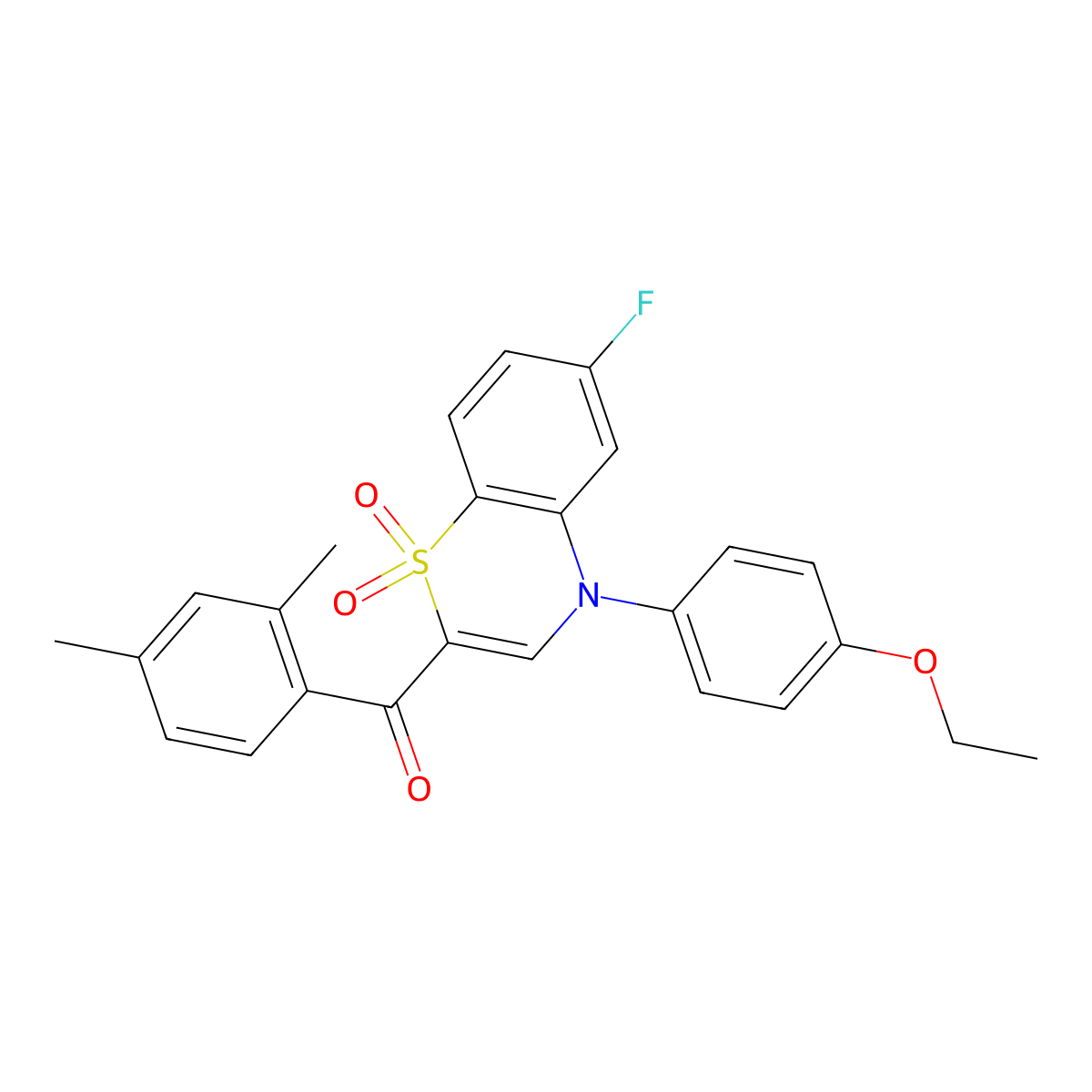 (2,4-dimethylphenyl)[4-(4-ethoxyphenyl)-6-fluoro-1,1-dioxido-4H-1,4-benzothiazin-2-yl]methanone molecular structure, CAS 1114872-42-2