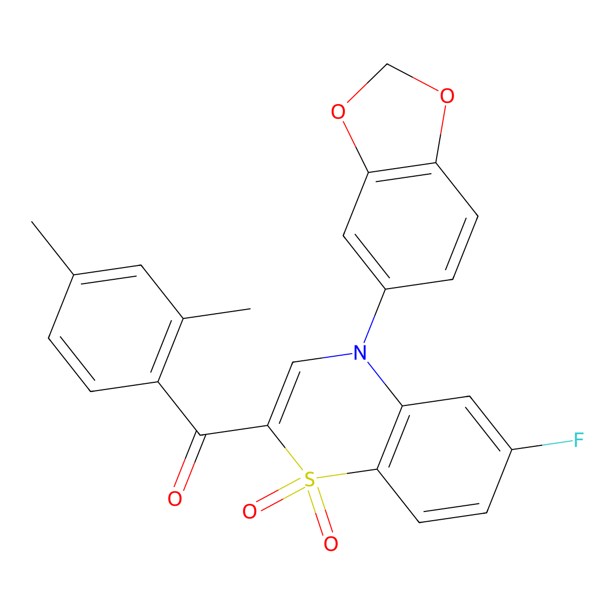 [4-(1,3-benzodioxol-5-yl)-6-fluoro-1,1-dioxido-4H-1,4-benzothiazin-2-yl](2,4-dimethylphenyl)methanone molecular structure, CAS 1114872-43-3
