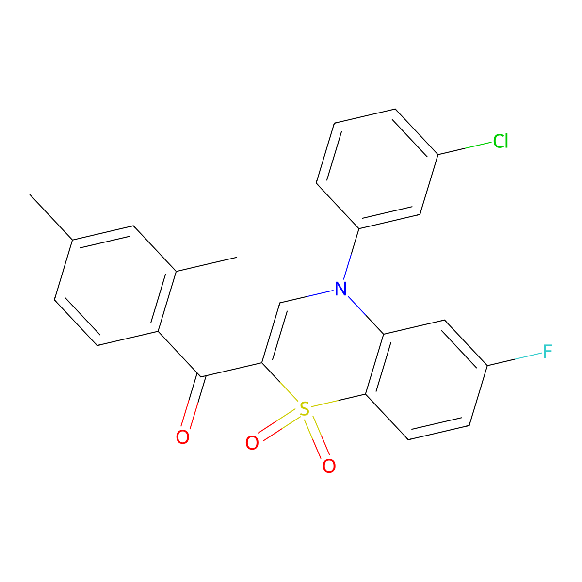 [4-(3-chlorophenyl)-6-fluoro-1,1-dioxido-4H-1,4-benzothiazin-2-yl](2,4-dimethylphenyl)methanone molecular structure, CAS 1114872-45-5