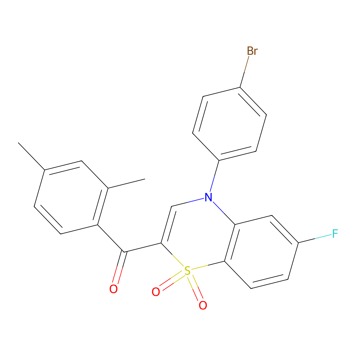 [4-(4-bromophenyl)-6-fluoro-1,1-dioxido-4H-1,4-benzothiazin-2-yl](2,4-dimethylphenyl)methanone molecular structure, CAS 1114872-46-6