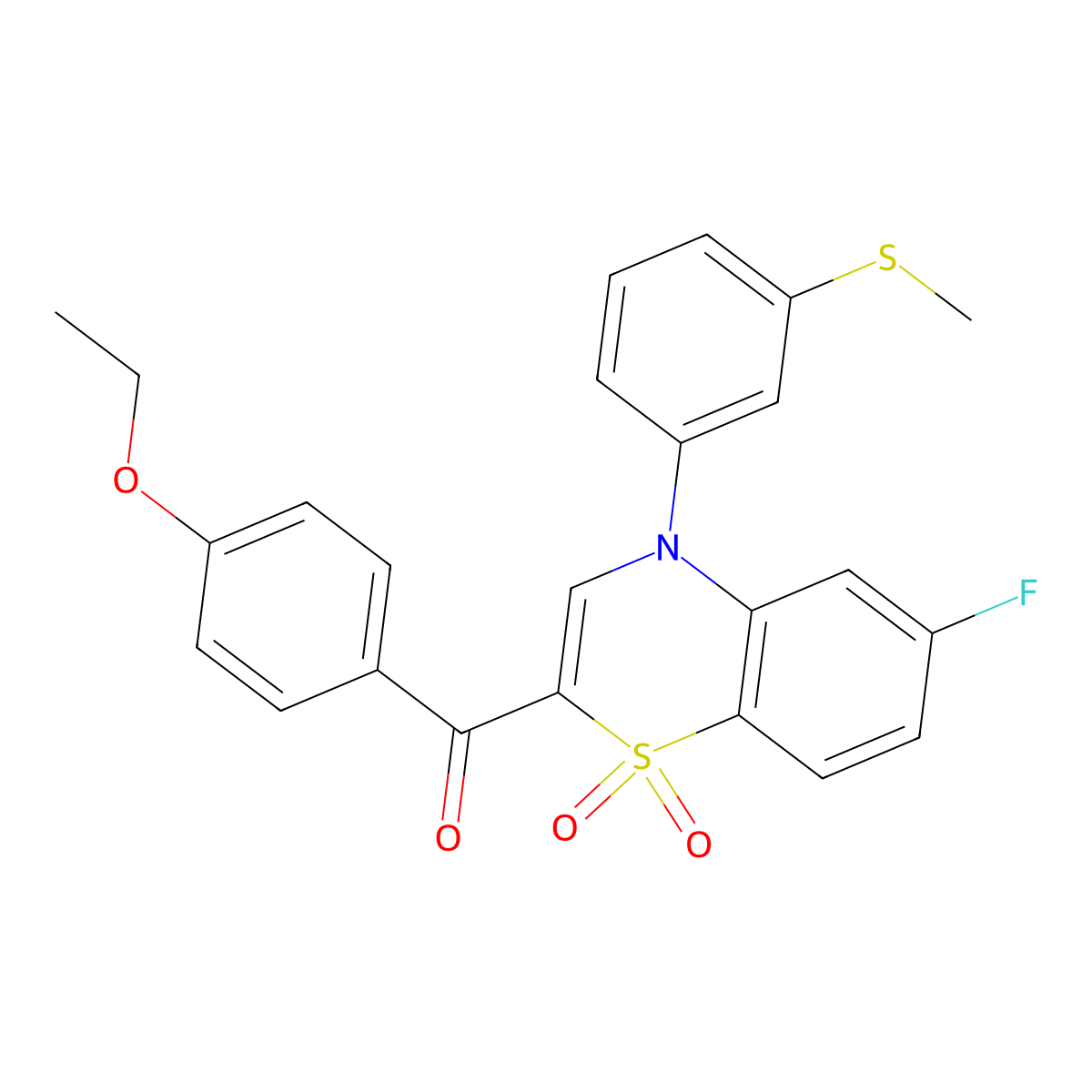 (4-ethoxyphenyl){6-fluoro-4-[3-(methylsulfanyl)phenyl]-1,1-dioxido-4H-1,4-benzothiazin-2-yl}methanone molecular structure, CAS 1114872-50-2