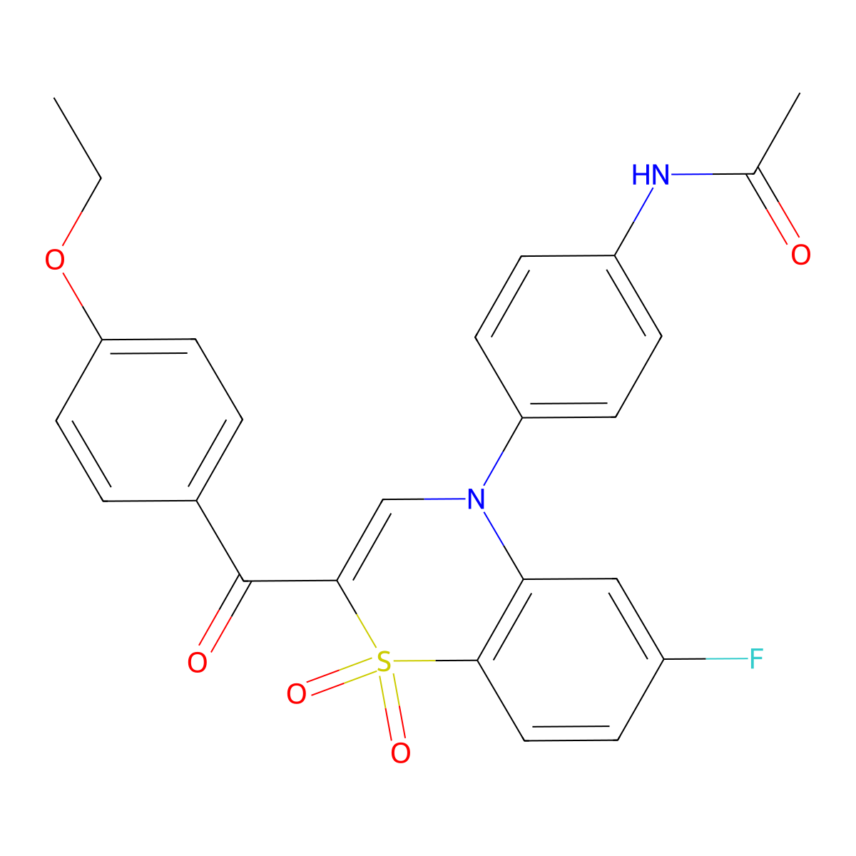 N-(4-{2-[(4-ethoxyphenyl)carbonyl]-6-fluoro-1,1-dioxido-4H-1,4-benzothiazin-4-yl}phenyl)acetamide molecular structure, CAS 1114872-52-4