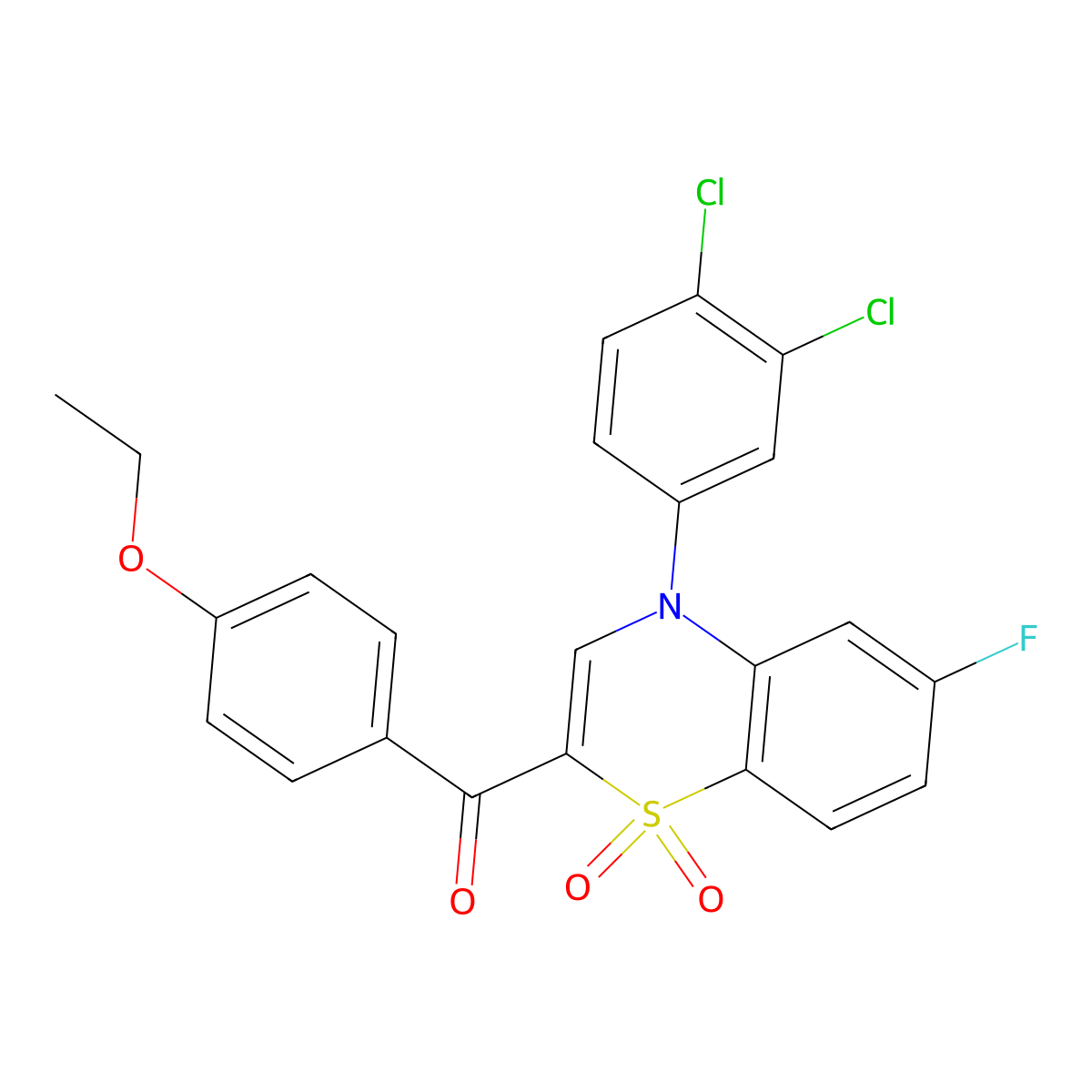 [4-(3,4-dichlorophenyl)-6-fluoro-1,1-dioxido-4H-1,4-benzothiazin-2-yl](4-ethoxyphenyl)methanone molecular structure, CAS 1114872-53-5