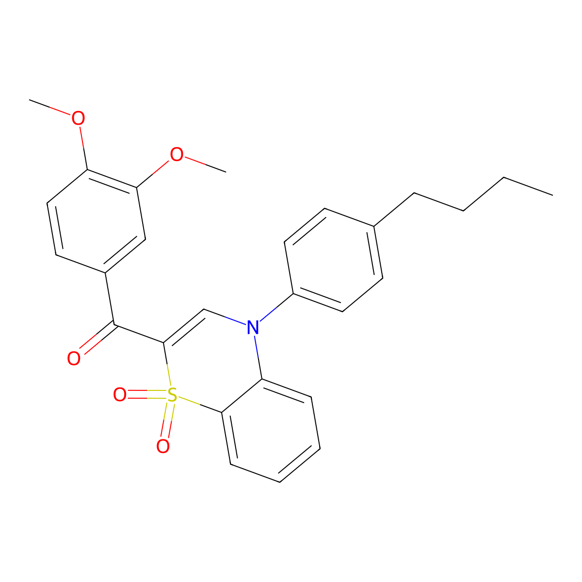 [4-(4-butylphenyl)-1,1-dioxido-4H-1,4-benzothiazin-2-yl](3,4-dimethoxyphenyl)methanone molecular structure, CAS 1114872-56-8