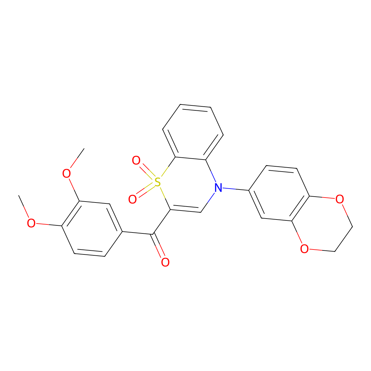 [4-(2,3-dihydro-1,4-benzodioxin-6-yl)-1,1-dioxido-4H-1,4-benzothiazin-2-yl](3,4-dimethoxyphenyl)methanone molecular structure, CAS 1114872-58-0