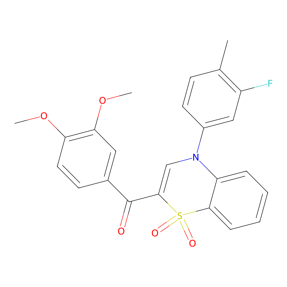 (3,4-dimethoxyphenyl)[4-(3-fluoro-4-methylphenyl)-1,1-dioxido-4H-1,4-benzothiazin-2-yl]methanone molecular structure, CAS 1114872-62-6