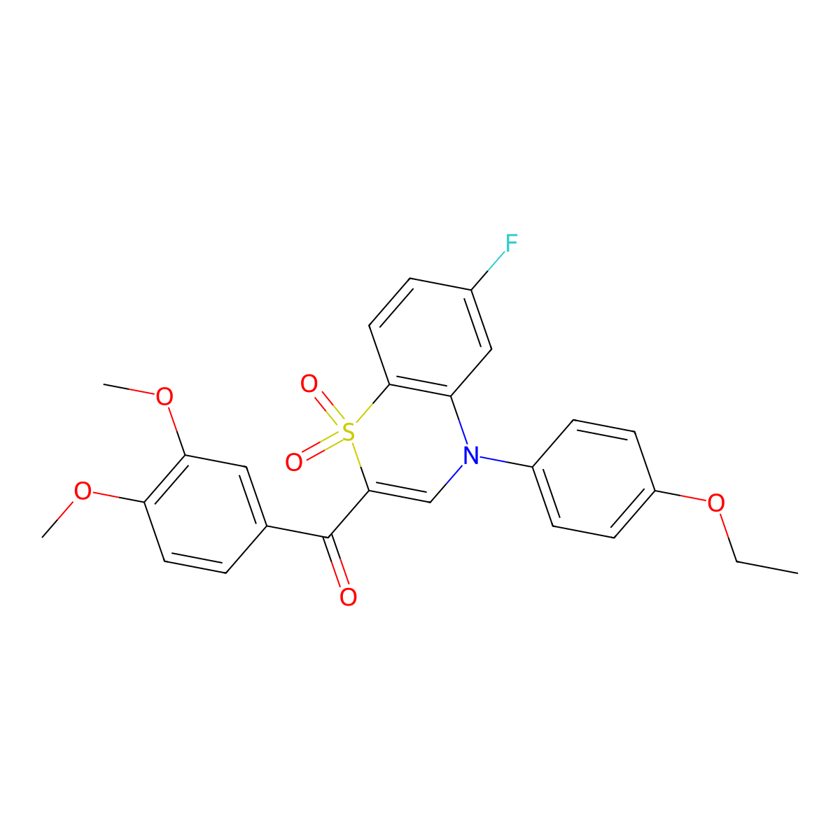 (3,4-dimethoxyphenyl)[4-(4-ethoxyphenyl)-6-fluoro-1,1-dioxido-4H-1,4-benzothiazin-2-yl]methanone molecular structure, CAS 1114872-65-9