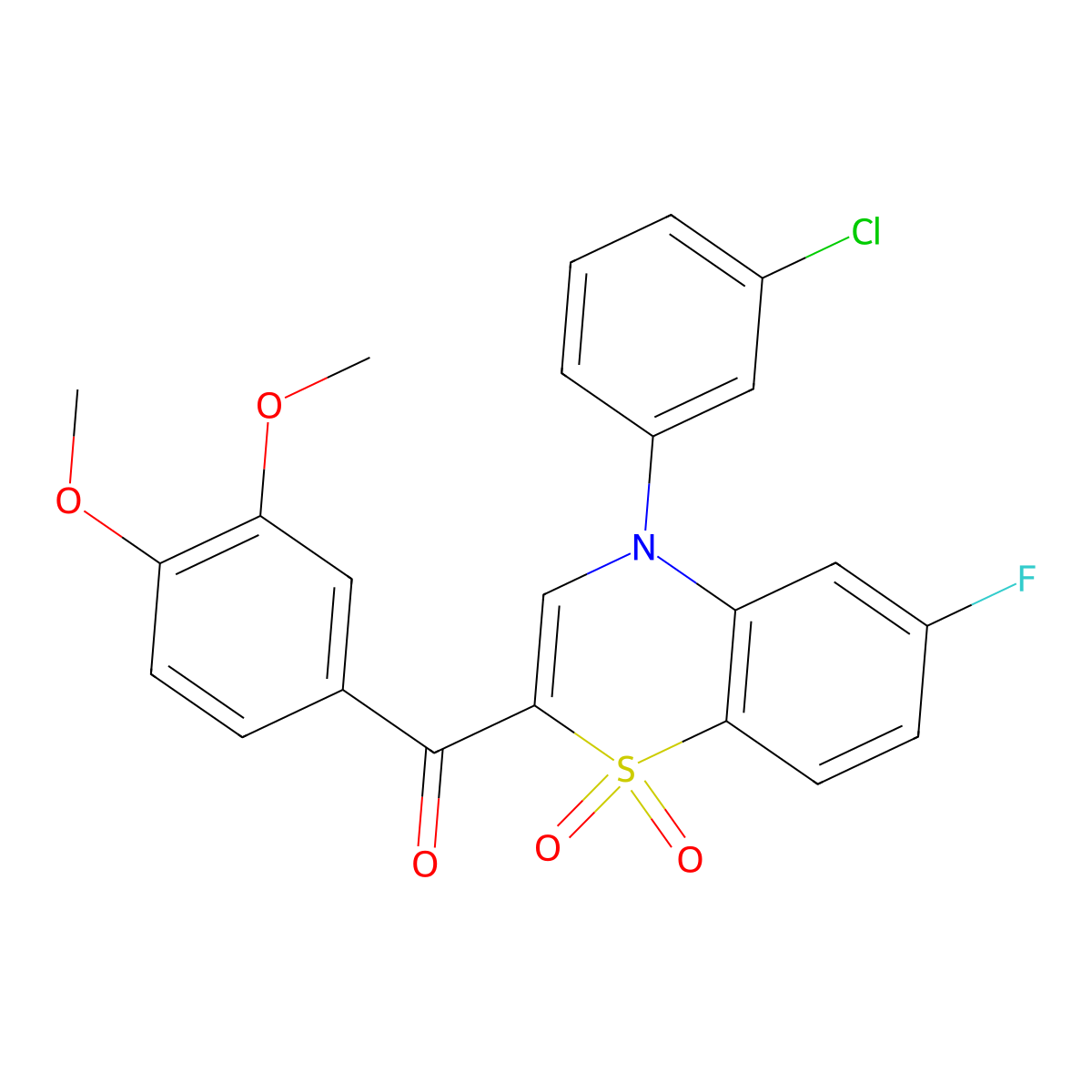 [4-(3-chlorophenyl)-6-fluoro-1,1-dioxido-4H-1,4-benzothiazin-2-yl](3,4-dimethoxyphenyl)methanone molecular structure, CAS 1114872-67-1