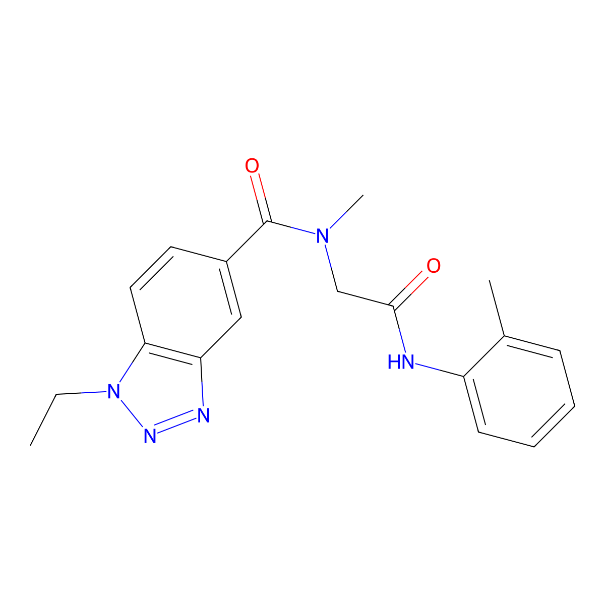 1-ethyl-N-methyl-N-[2-(2-methylanilino)-2-oxoethyl]benzotriazole-5-carboxamide molecular structure, CAS 1114876-09-3