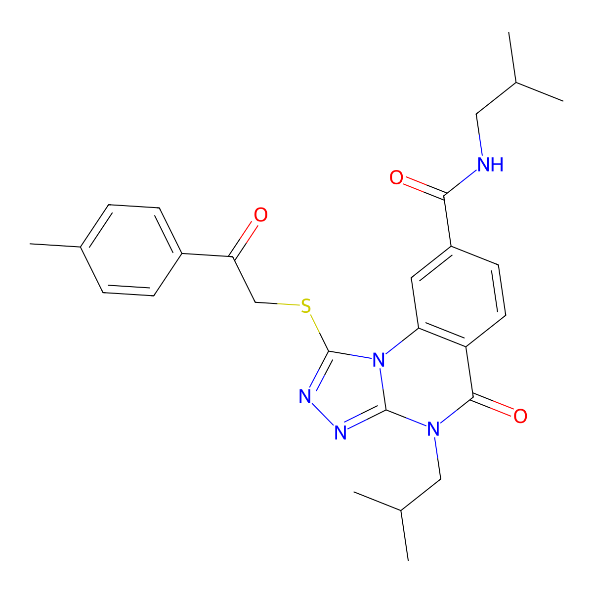 N,4-diisobutyl-1-{[2-(4-methylphenyl)-2-oxoethyl]thio}-5-oxo-4,5-dihydro[1,2,4]triazolo[4,3-a]quinazoline-8-carboxamide molecular structure, CAS 1114877-27-8