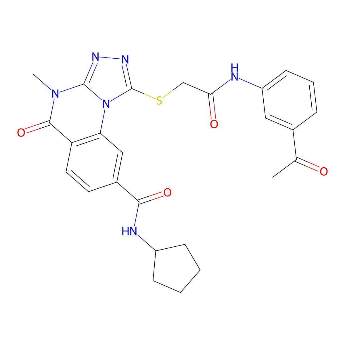 1-({[(3-acetylphenyl)carbamoyl]methyl}sulfanyl)-N-cyclopentyl-4-methyl-5-oxo-4H,5H-[1,2,4]triazolo[4,3-a]quinazoline-8-carboxamide molecular structure, CAS 1114877-39-2