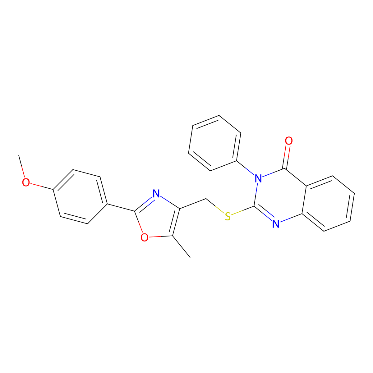 2-(((2-(4-methoxyphenyl)-5-methyloxazol-4-yl)methyl)thio)-3-phenylquinazolin-4(3H)-one molecular structure, CAS 1114878-30-6
