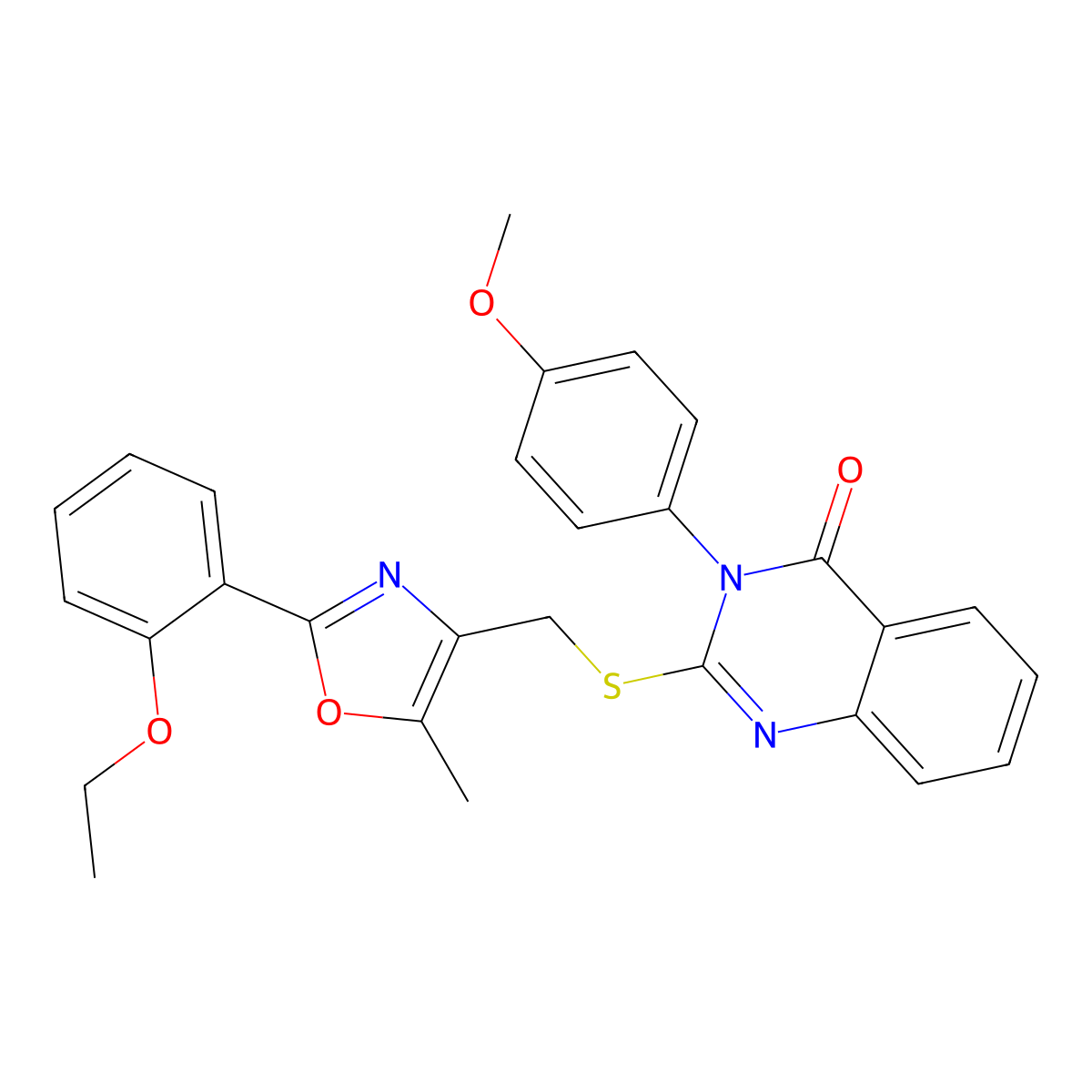 2-(((2-(2-ethoxyphenyl)-5-methyloxazol-4-yl)methyl)thio)-3-(4-methoxyphenyl)quinazolin-4(3H)-one molecular structure, CAS 1114878-32-8