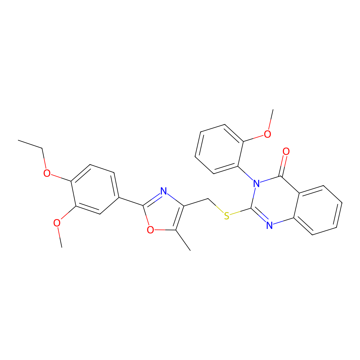 2-(((2-(4-ethoxy-3-methoxyphenyl)-5-methyloxazol-4-yl)methyl)thio)-3-(2-methoxyphenyl)quinazolin-4(3H)-one molecular structure, CAS 1114878-39-5