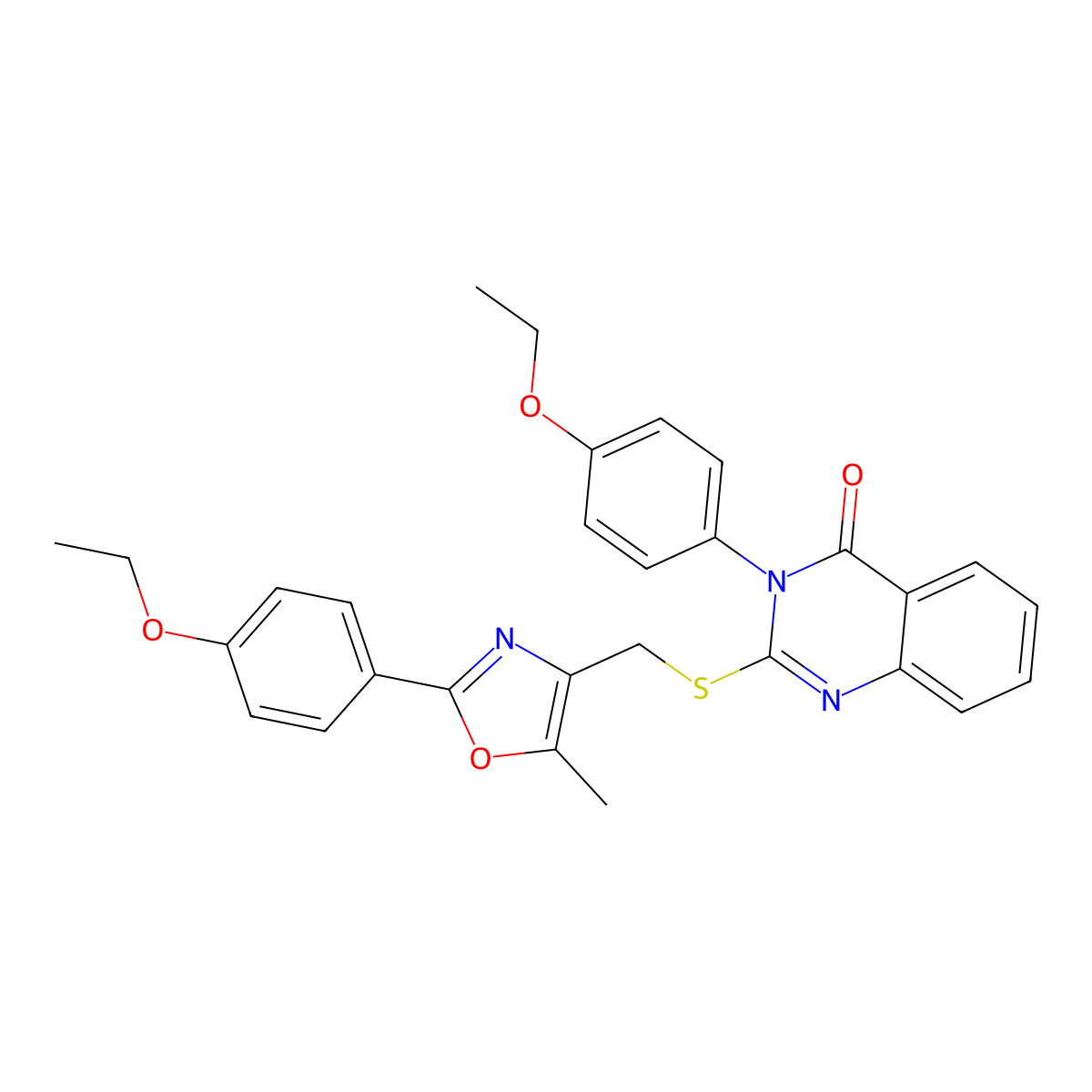3-(4-ethoxyphenyl)-2-(((2-(4-ethoxyphenyl)-5-methyloxazol-4-yl)methyl)thio)quinazolin-4(3H)-one molecular structure, CAS 1114878-41-9