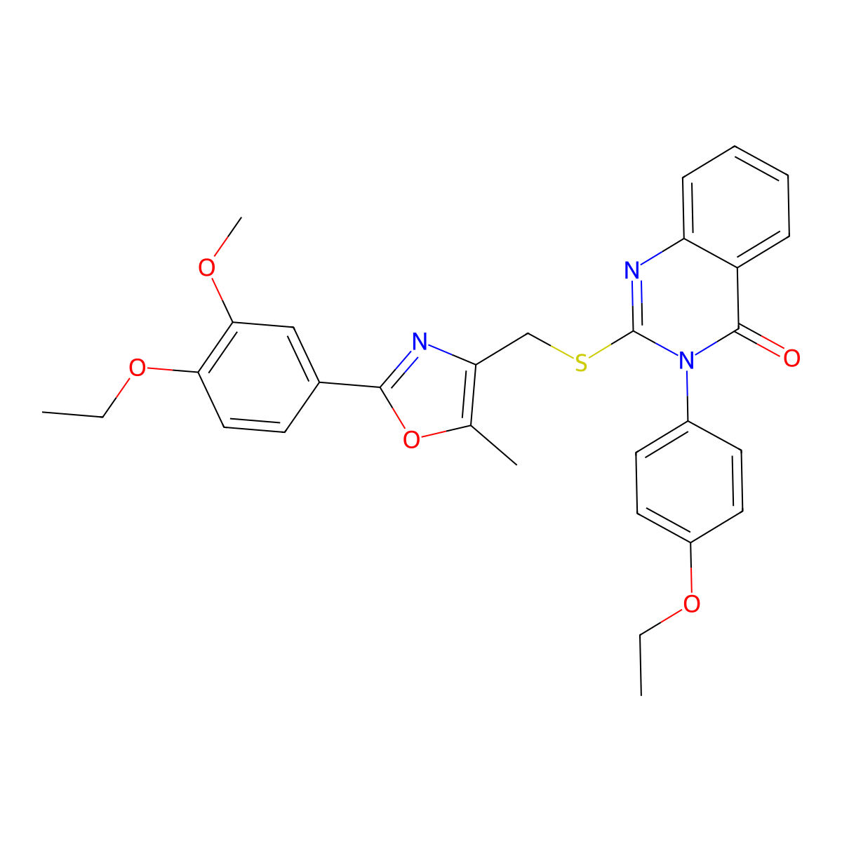 2-(((2-(4-ethoxy-3-methoxyphenyl)-5-methyloxazol-4-yl)methyl)thio)-3-(4-ethoxyphenyl)quinazolin-4(3H)-one molecular structure, CAS 1114878-42-0
