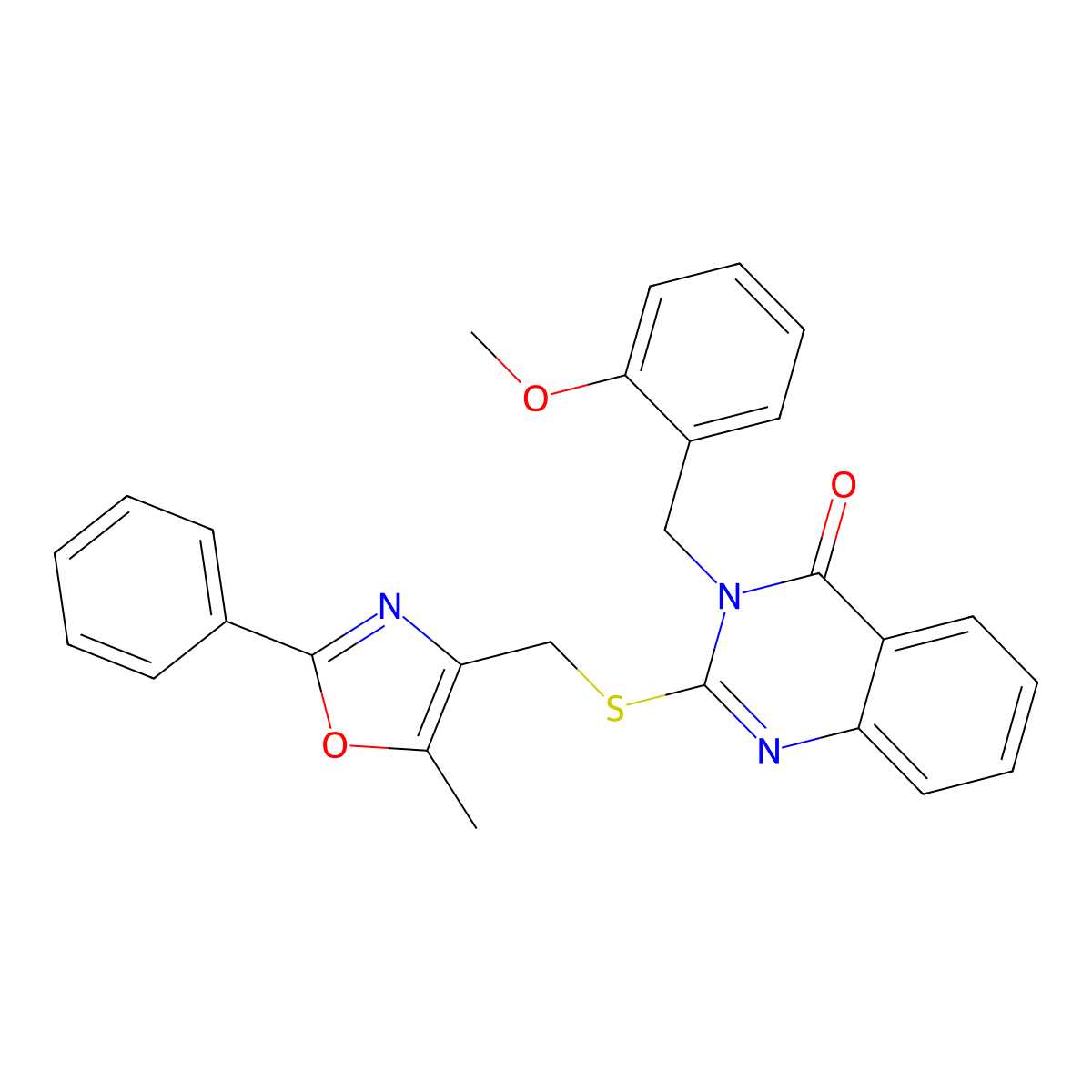 3-(2-methoxybenzyl)-2-(((5-methyl-2-phenyloxazol-4-yl)methyl)thio)quinazolin-4(3H)-one molecular structure, CAS 1114878-49-7