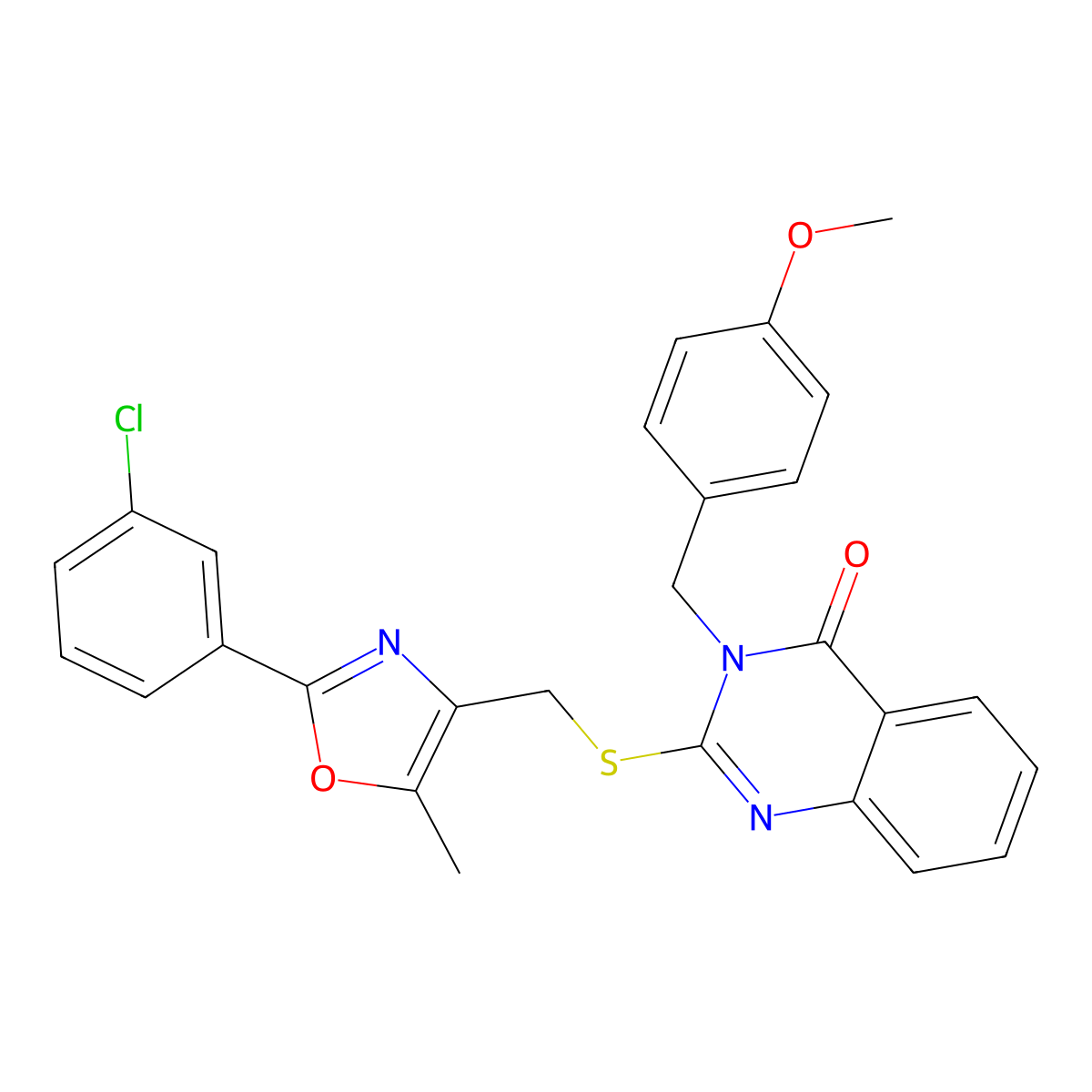 2-(((2-(3-chlorophenyl)-5-methyloxazol-4-yl)methyl)thio)-3-(4-methoxybenzyl)quinazolin-4(3H)-one molecular structure, CAS 1114878-52-2