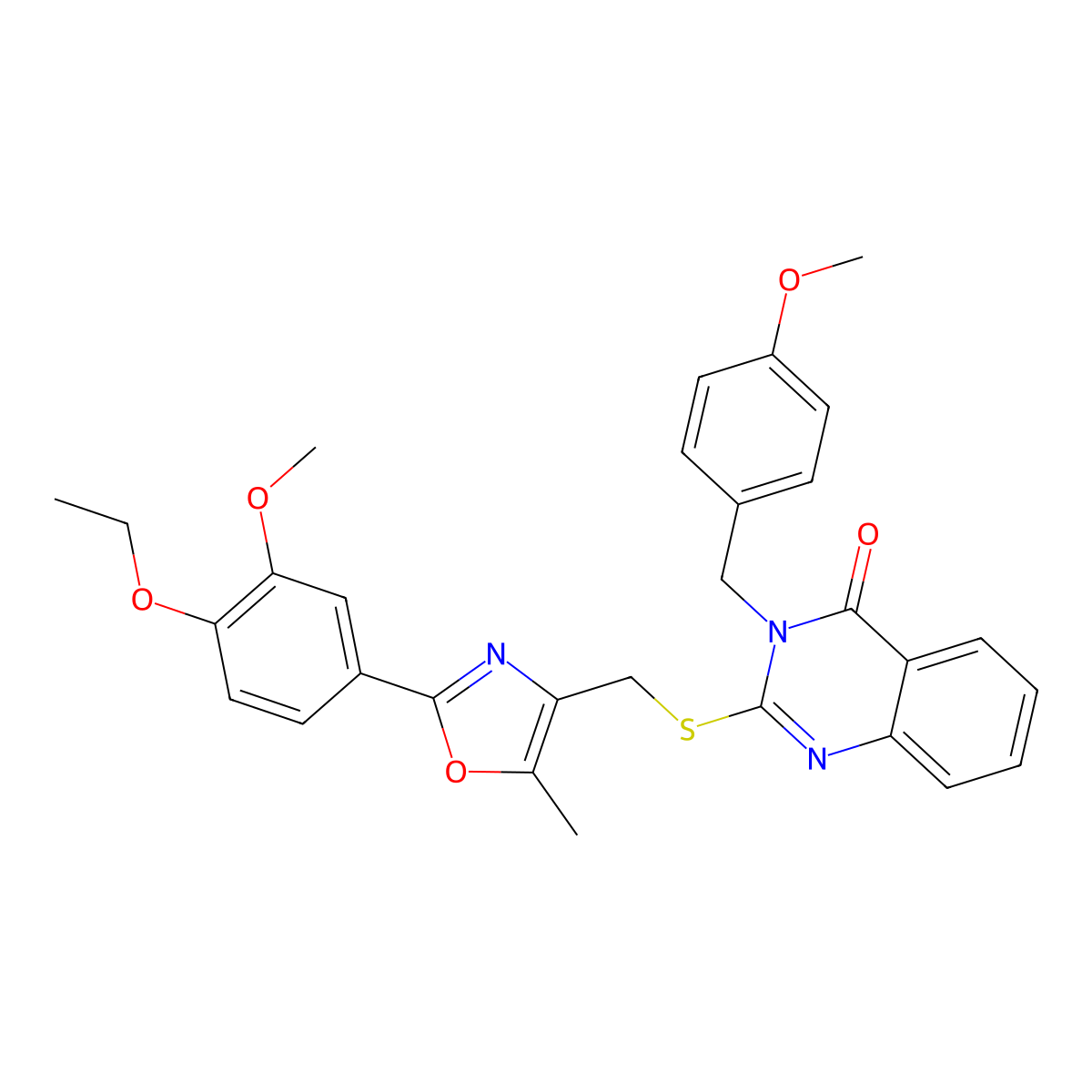 2-(((2-(4-ethoxy-3-methoxyphenyl)-5-methyloxazol-4-yl)methyl)thio)-3-(4-methoxybenzyl)quinazolin-4(3H)-one molecular structure, CAS 1114878-53-3