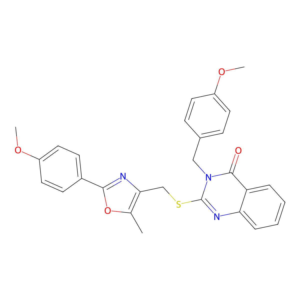 3-(4-methoxybenzyl)-2-(((2-(4-methoxyphenyl)-5-methyloxazol-4-yl)methyl)thio)quinazolin-4(3H)-one molecular structure, CAS 1114878-54-4
